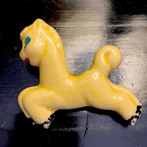 Antique Glazed Ceramic Pin from 1920